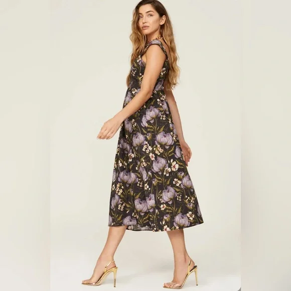 Especia Floral Cotton Midi Dress Size Medium - Picture 2 of 5